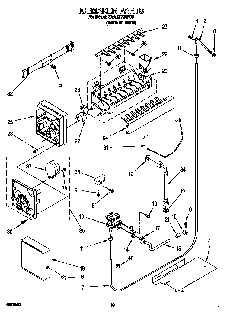 Whirlpool 3XART720F00 ice maker diagram
