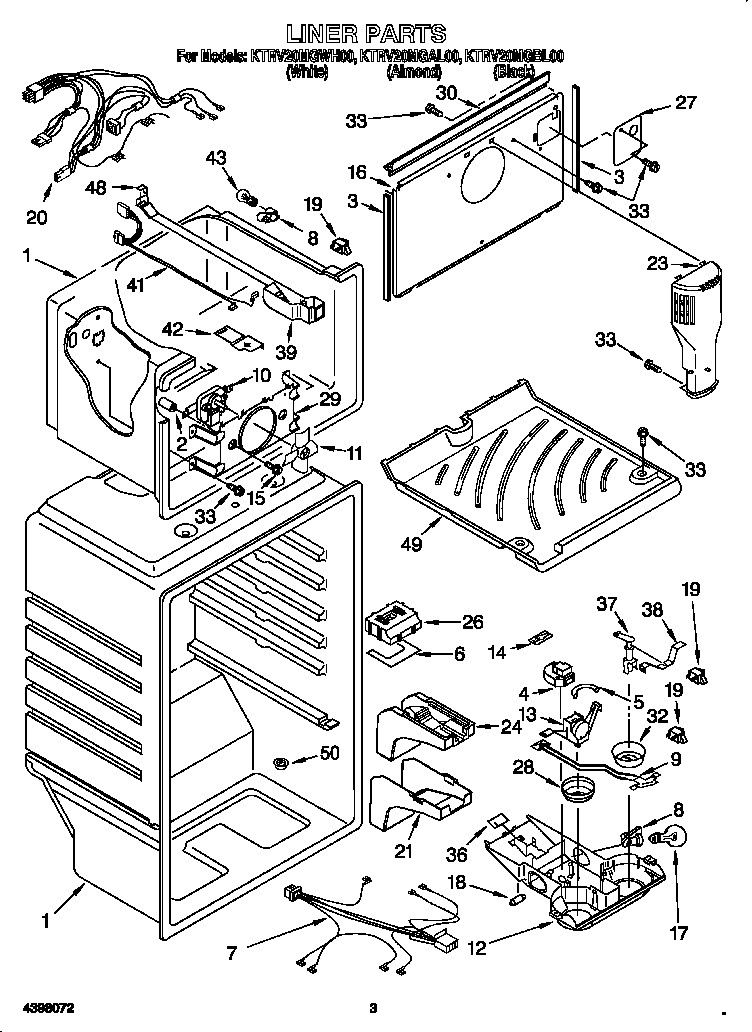 KitchenAid KTRV20MGWH00 liner diagram