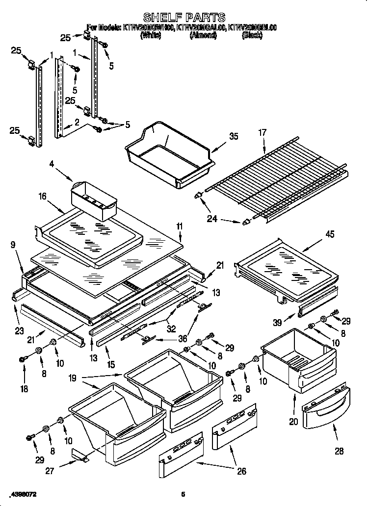 KitchenAid KTRV20MGWH00 shelf diagram