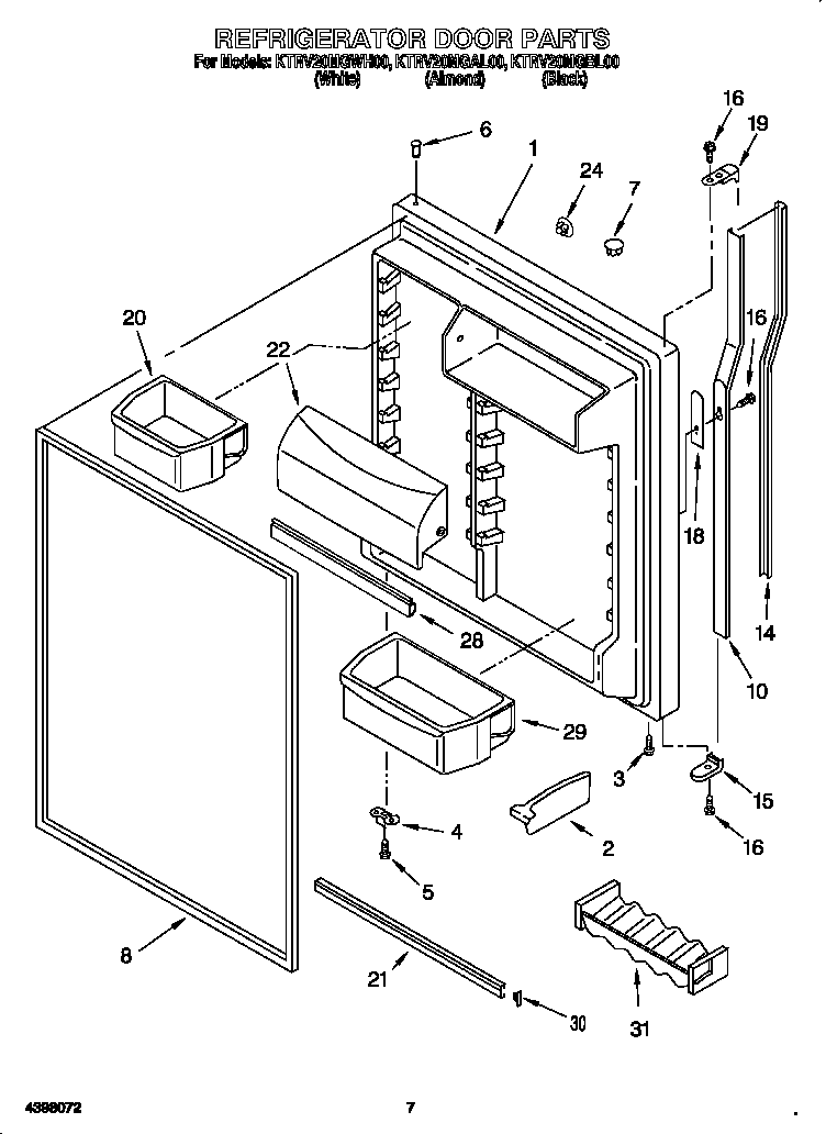 KitchenAid KTRV20MGWH00 refrigerator door diagram
