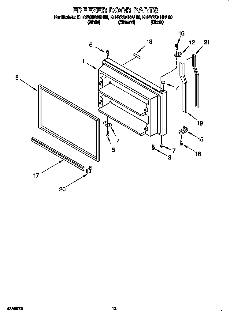 KitchenAid KTRV20MGWH00 freezer door diagram