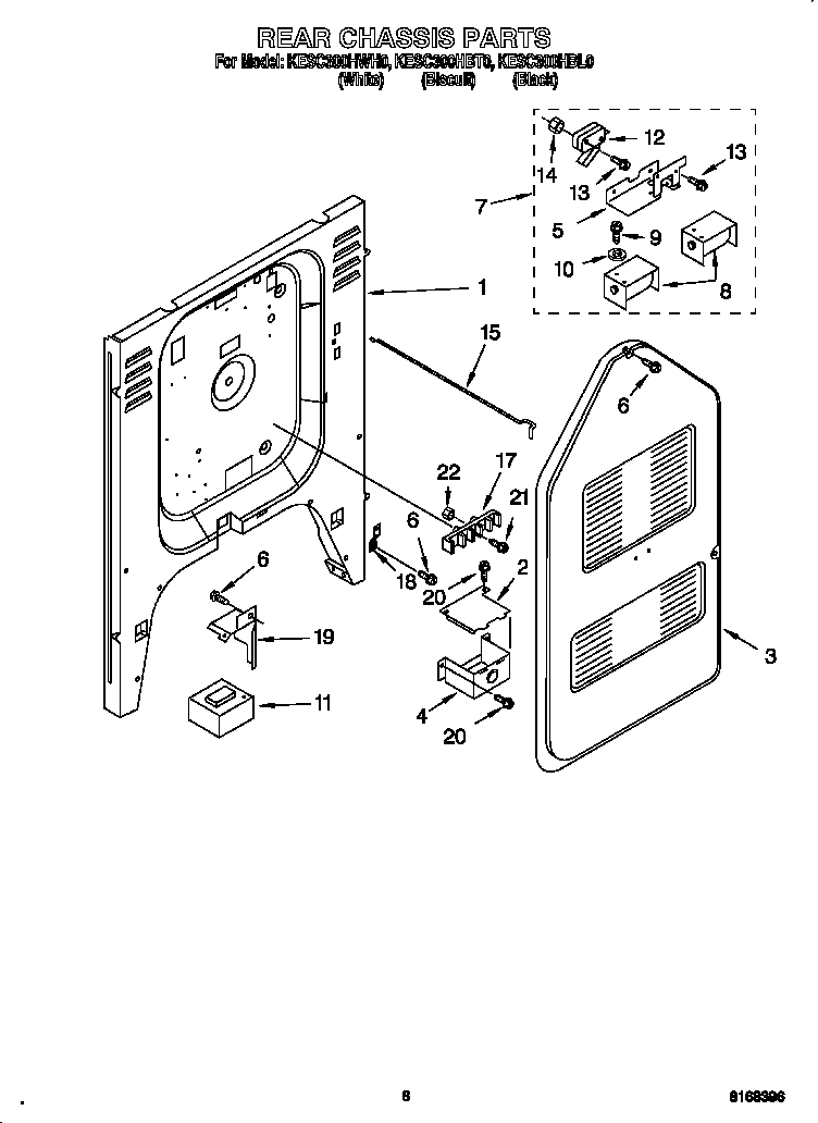 KitchenAid KESC300HBT0 rear chassis diagram