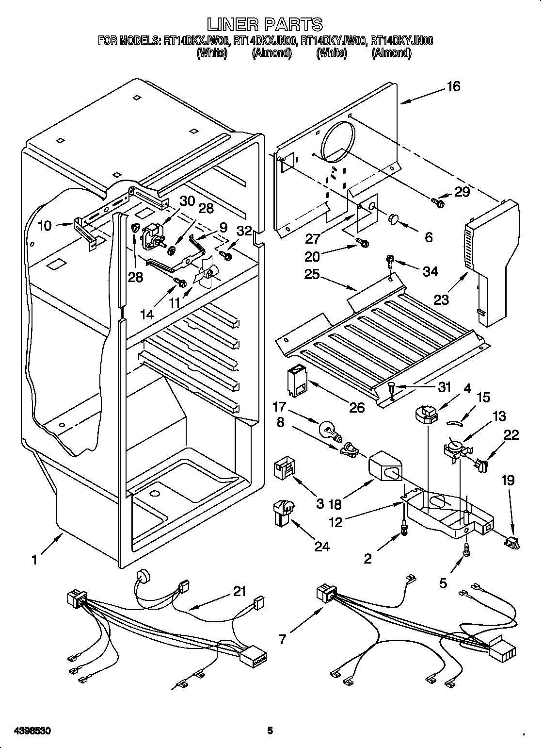 Roper RT14DKYJW00 liner diagram