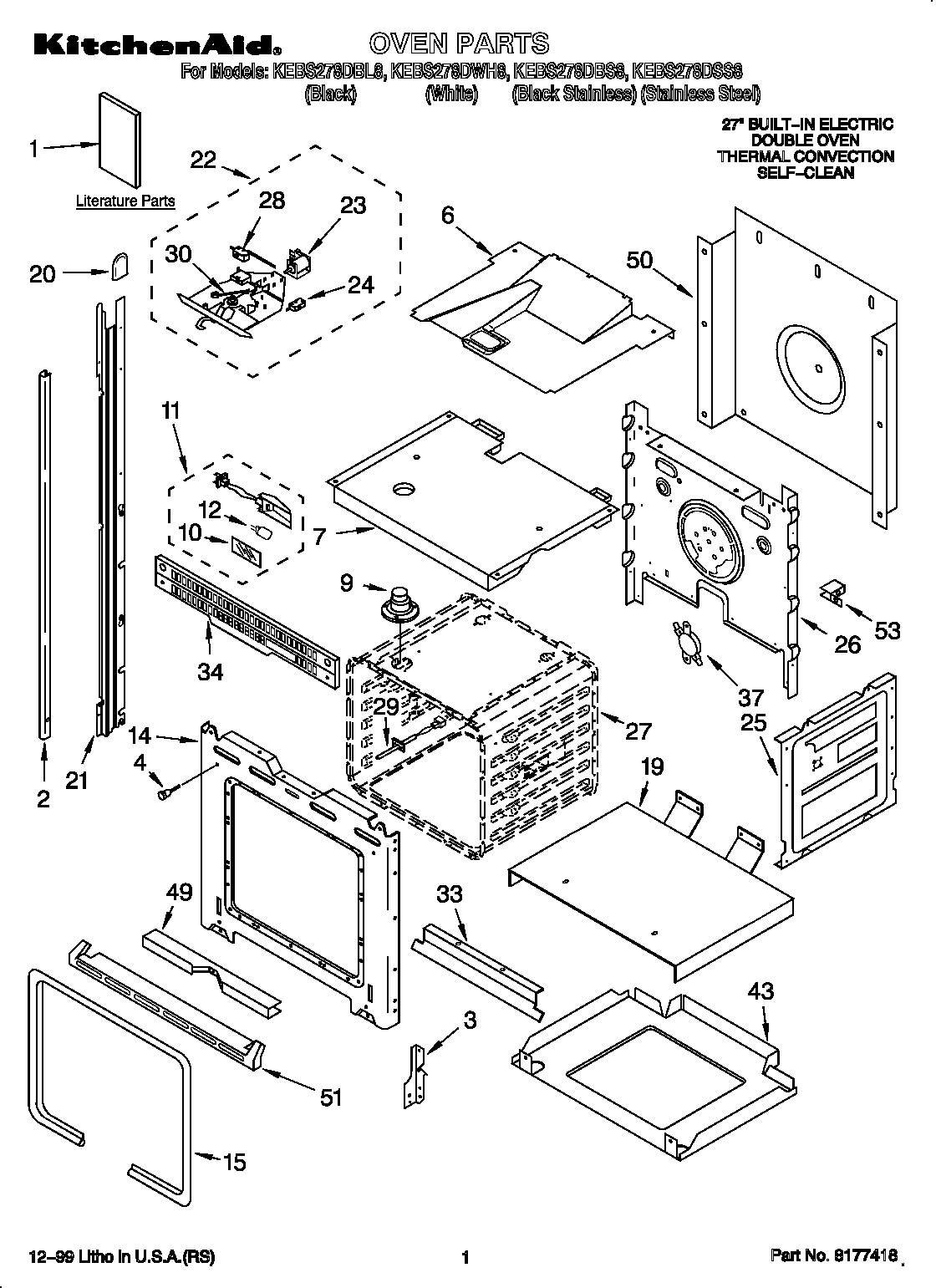 KitchenAid KEBS278DBS8 oven diagram