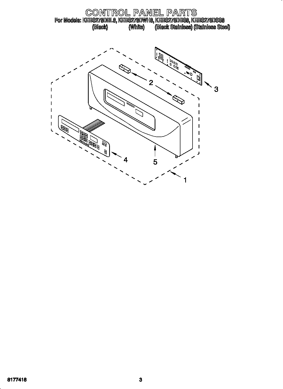 KitchenAid KEBS278DBS8 control panel diagram