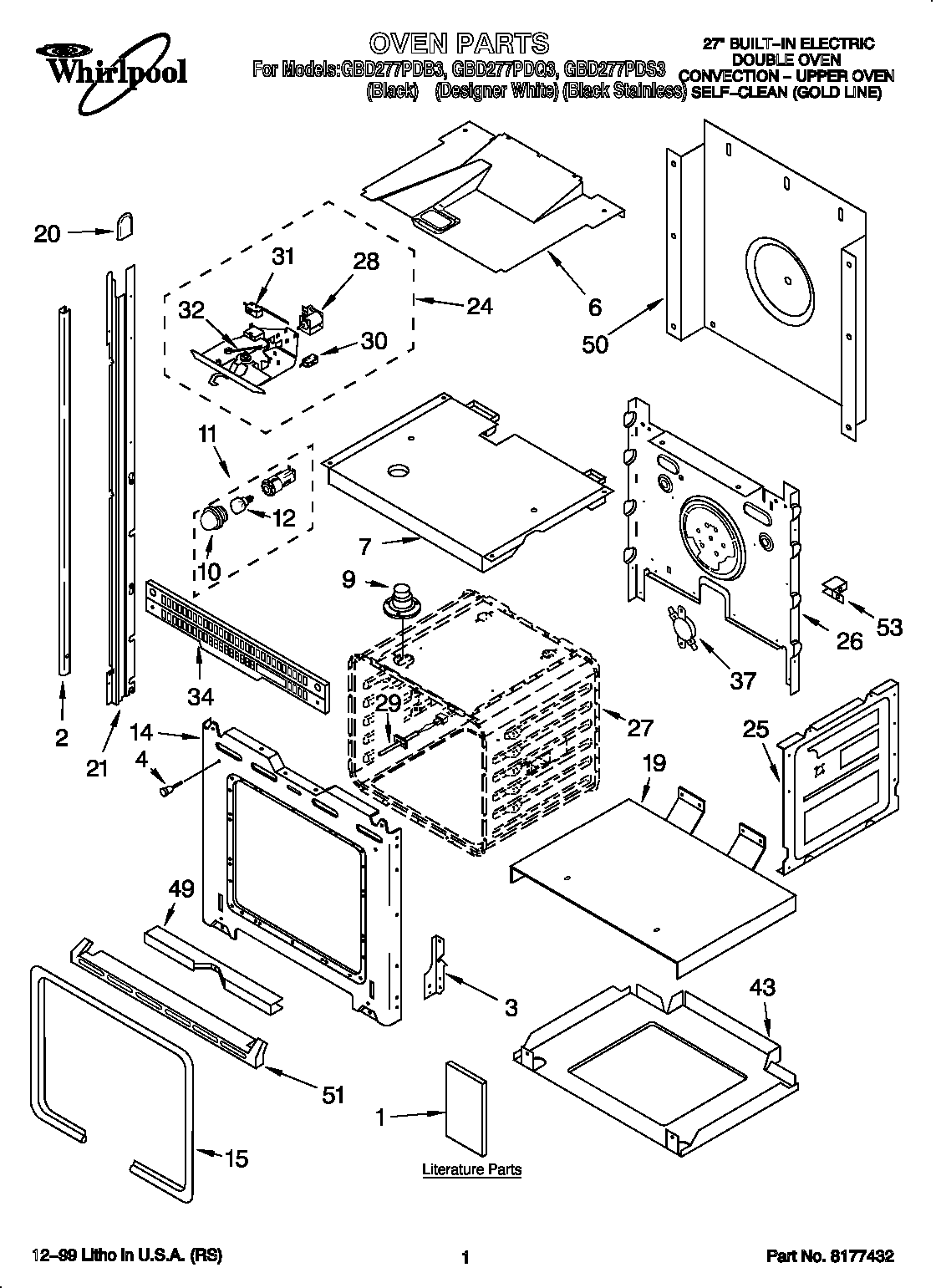 Whirlpool GBD277PDS3 oven diagram
