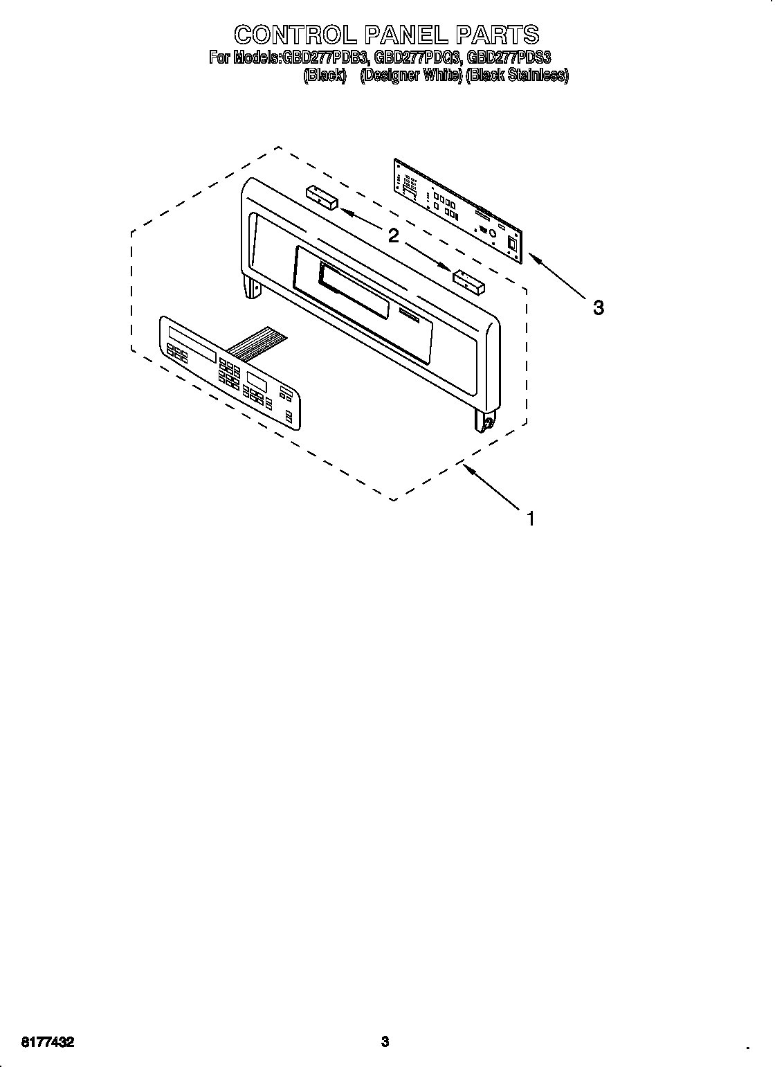 Whirlpool GBD277PDS3 control panel diagram