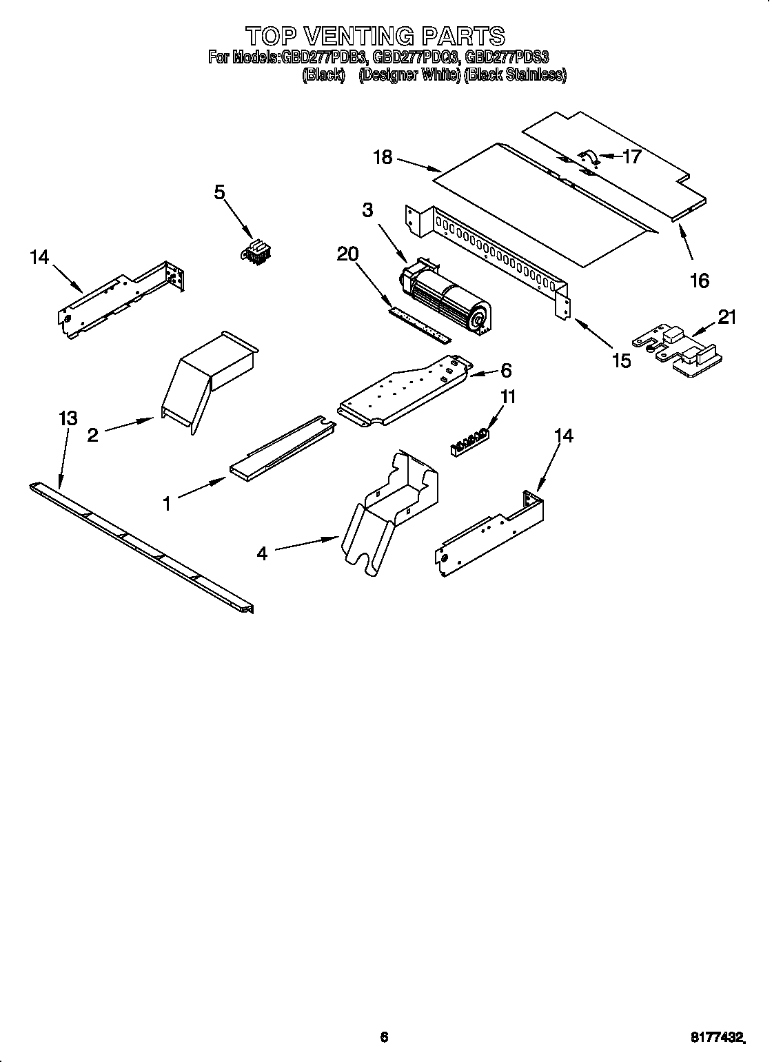 Whirlpool GBD277PDS3 top venting diagram