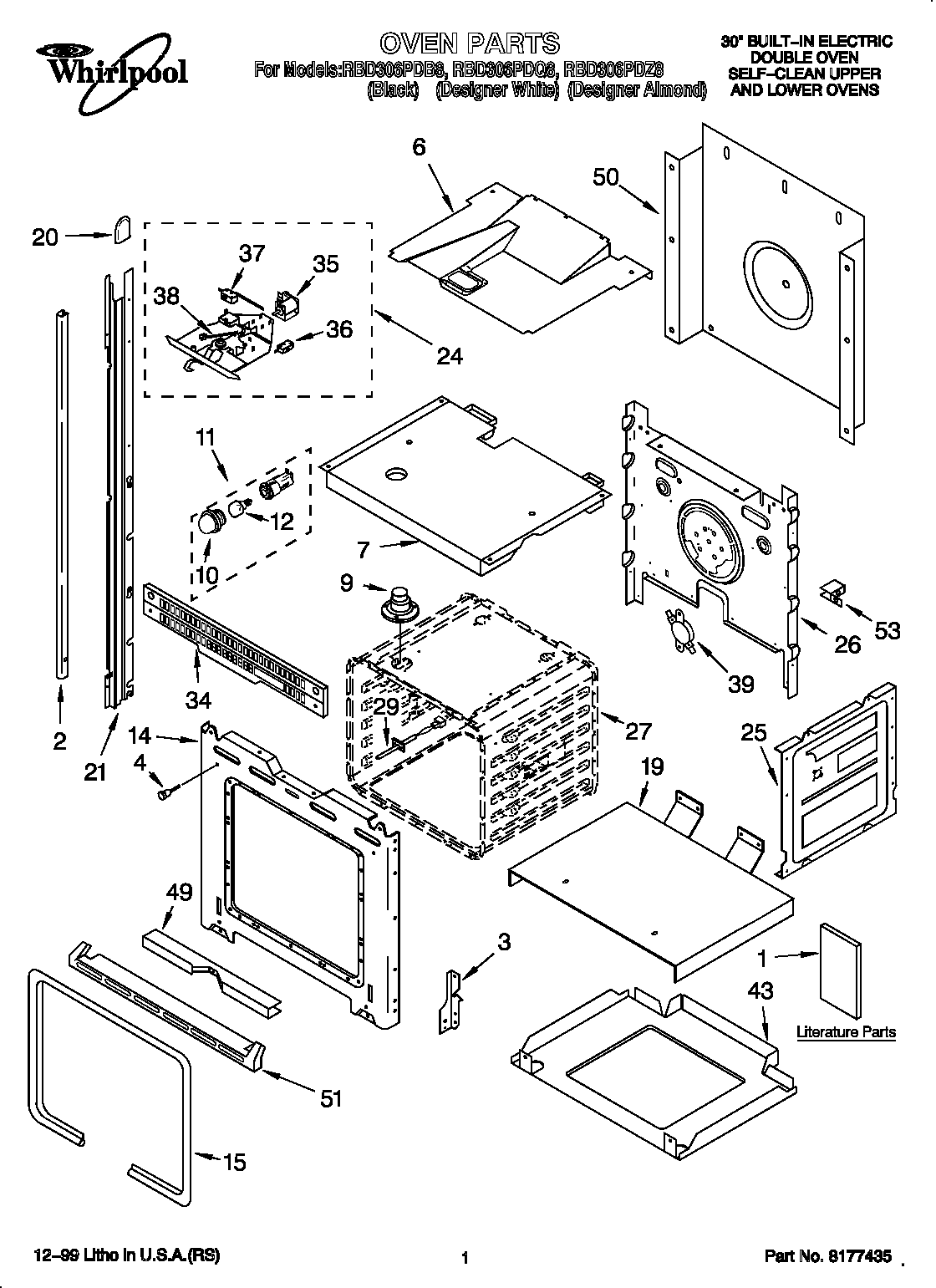 Whirlpool RBD306PDZ8 oven diagram