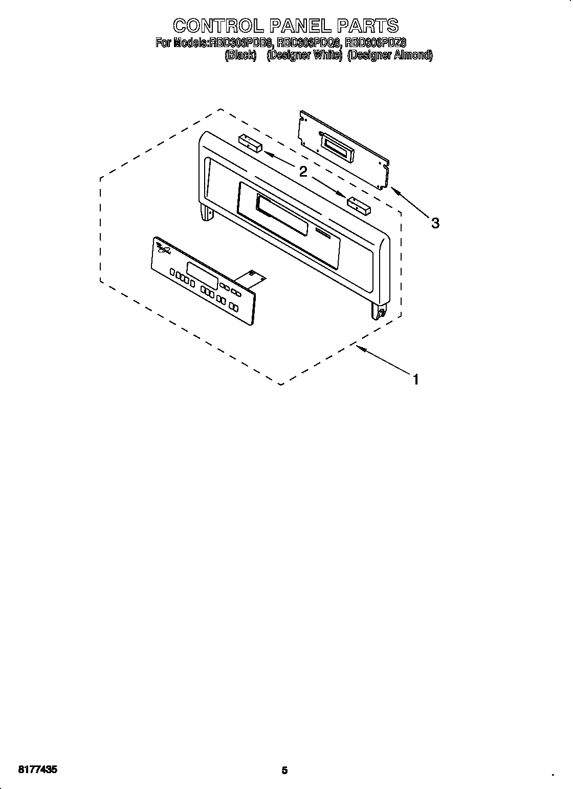 Whirlpool RBD306PDZ8 control panel diagram