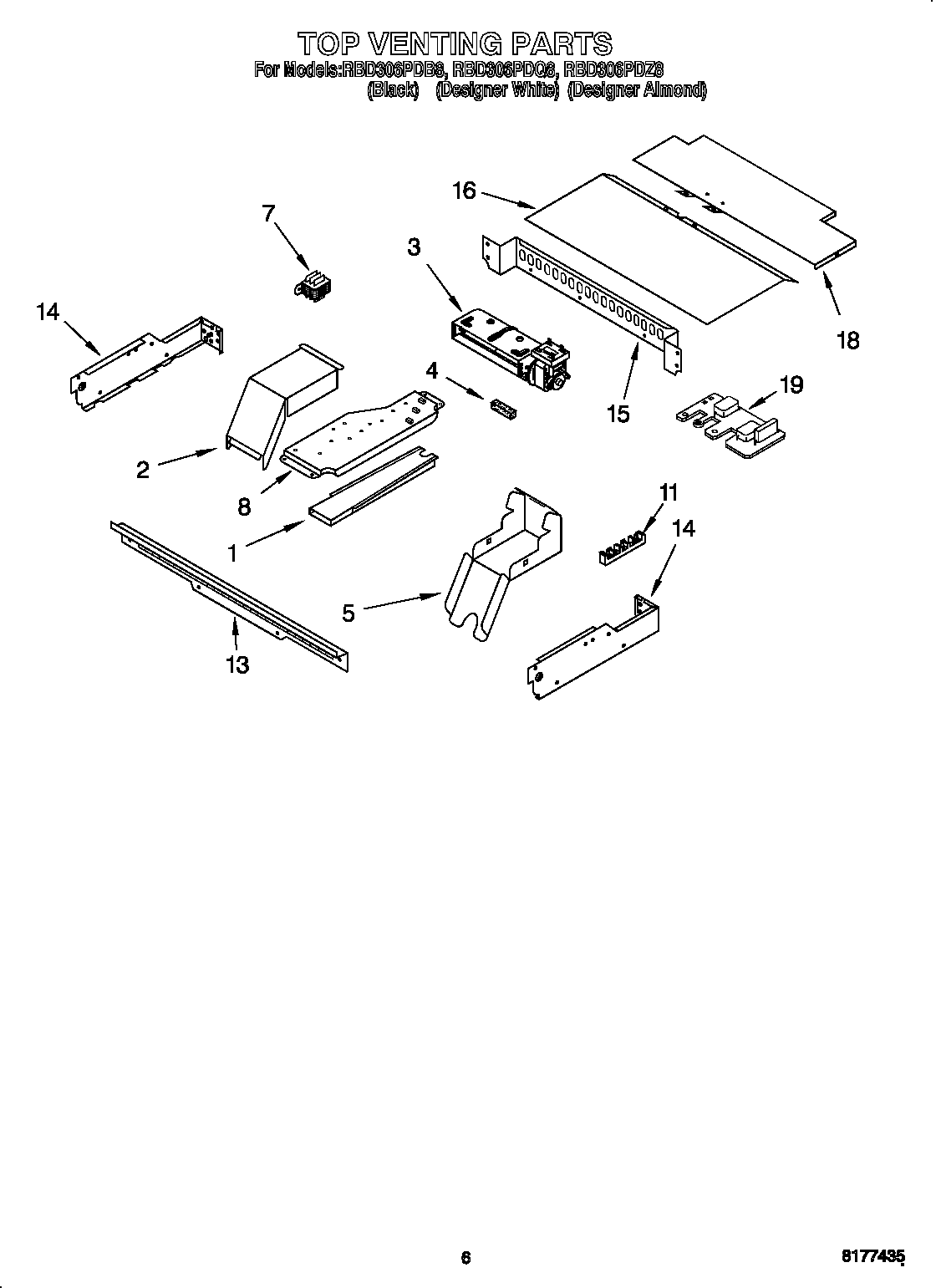 Whirlpool RBD306PDZ8 top venting diagram