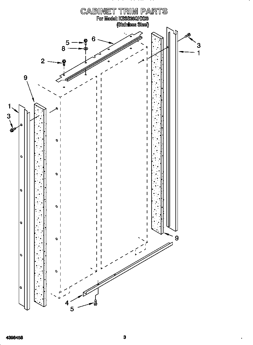 KitchenAid KSSS36QHX00 cabinet trim diagram
