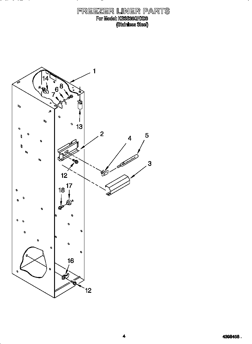 KitchenAid KSSS36QHX00 freezer liner diagram