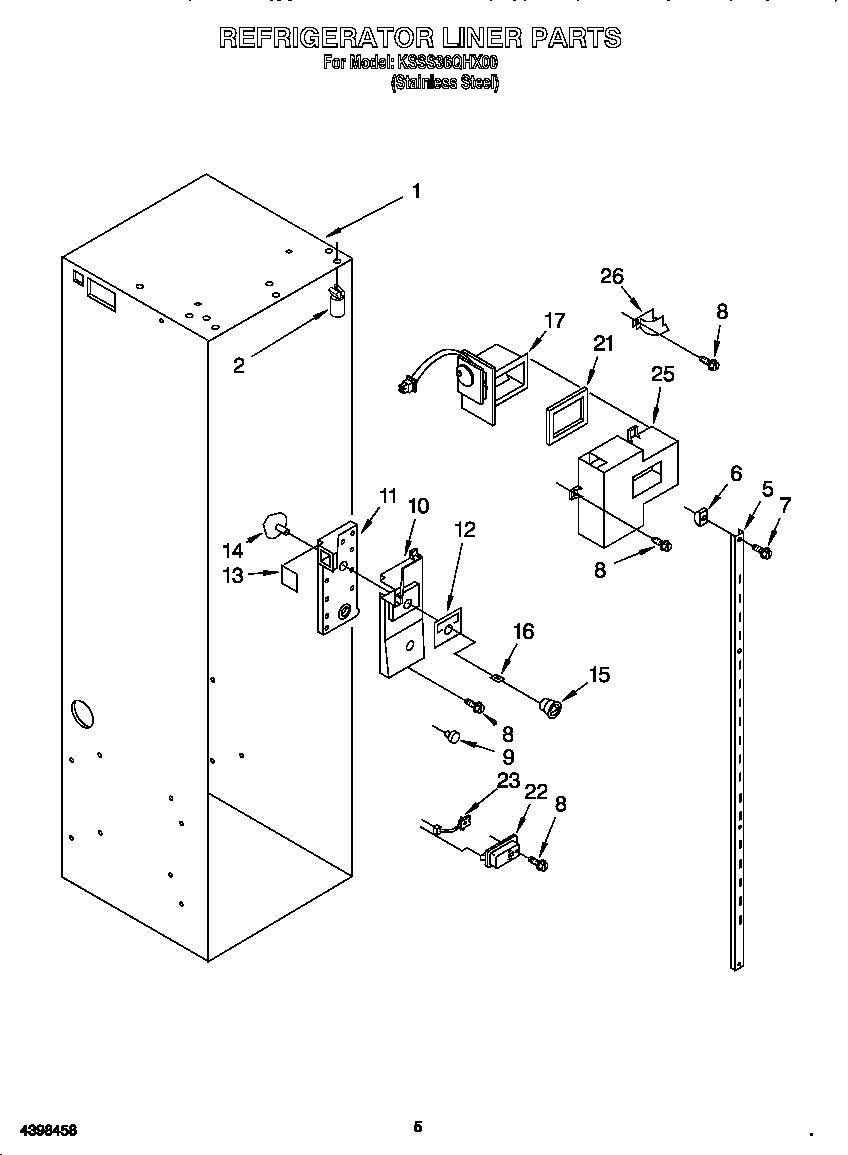 KitchenAid KSSS36QHX00 refrigerator liner diagram