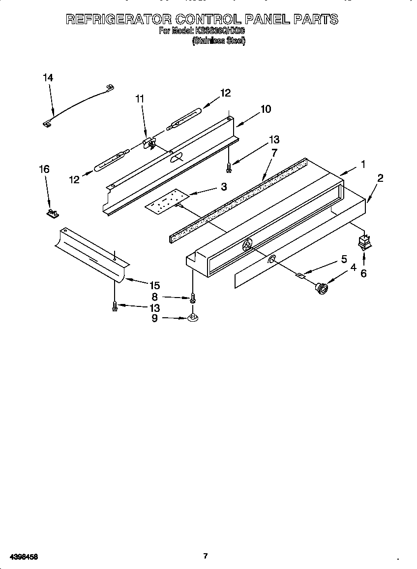 KitchenAid KSSS36QHX00 refrigerator control panel diagram