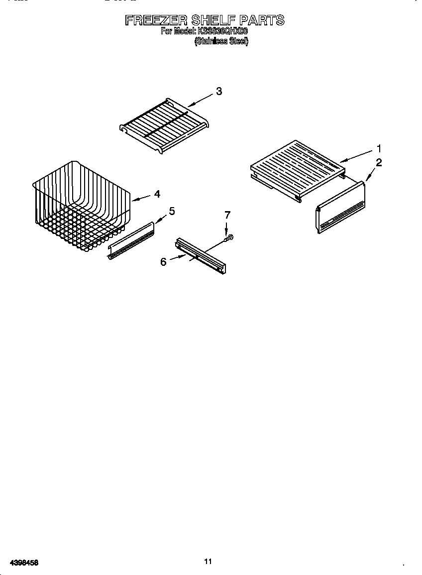 KitchenAid KSSS36QHX00 freezer shelf diagram