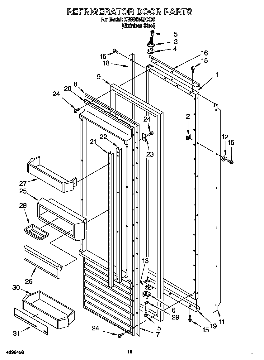 KitchenAid KSSS36QHX00 refrigerator door diagram