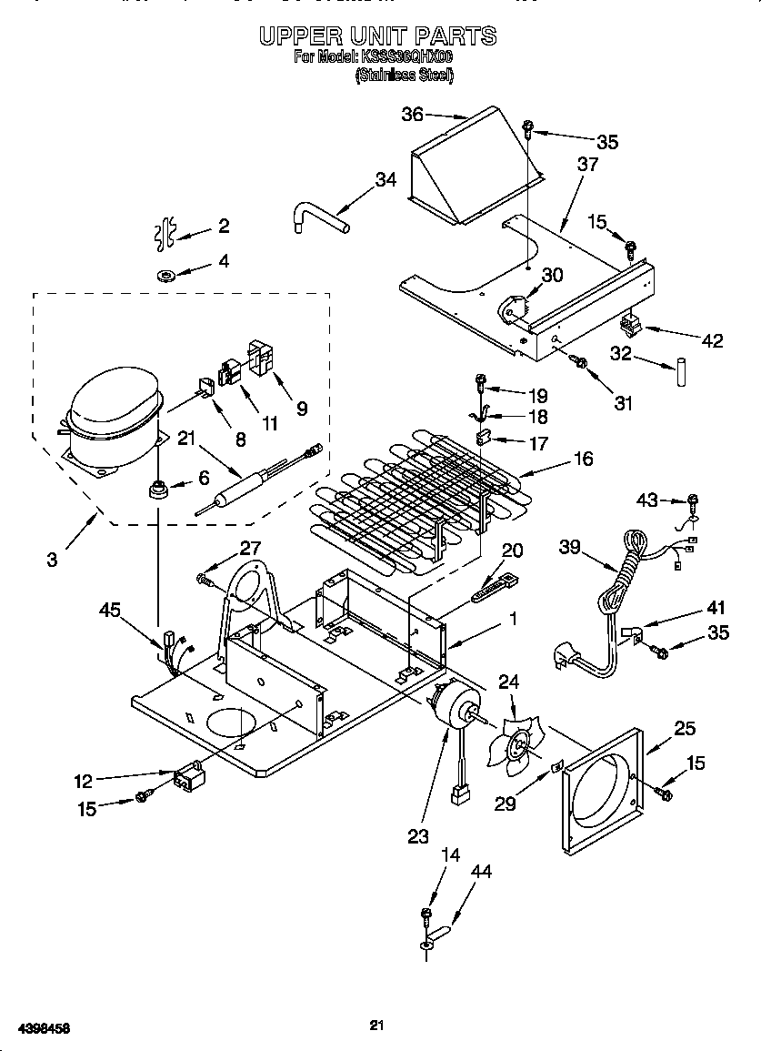 KitchenAid KSSS36QHX00 upper unit diagram
