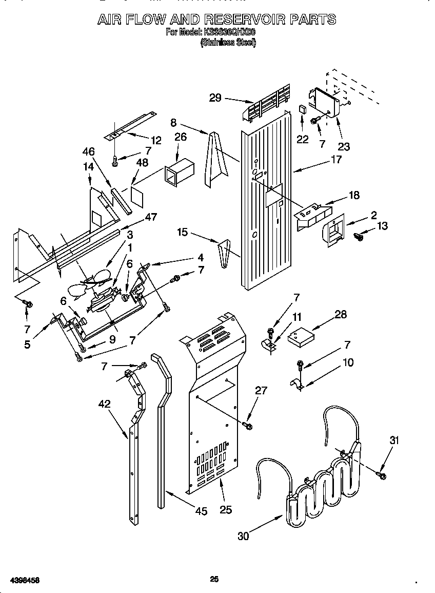 KitchenAid KSSS36QHX00 air flow and reservoir diagram