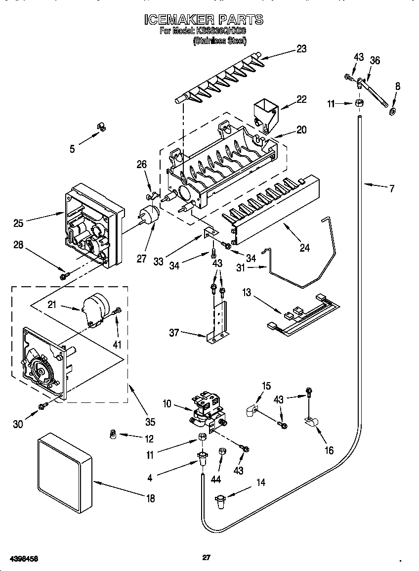 KitchenAid KSSS36QHX00 ice maker diagram