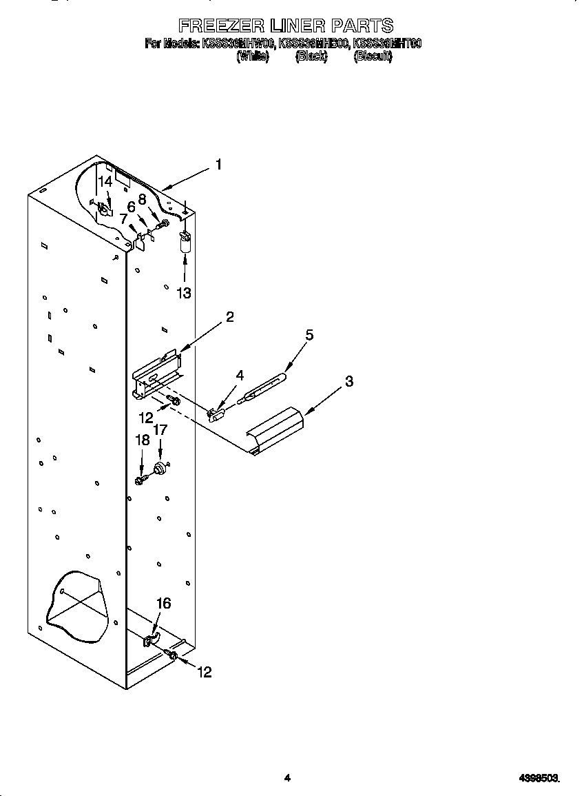 KitchenAid KSSS36MHB00 freezer liner diagram