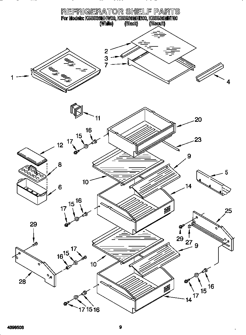 KitchenAid KSSS36MHB00 refrigerator shelf diagram