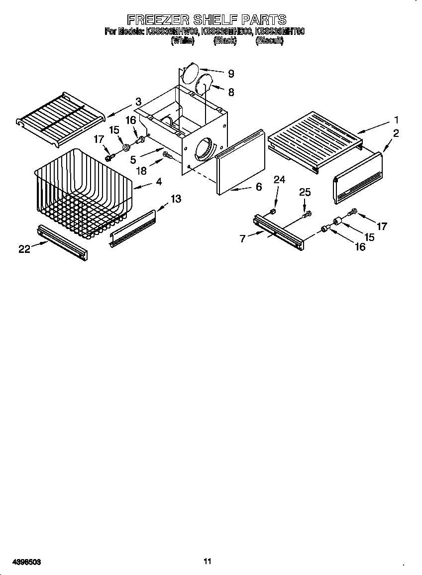 KitchenAid KSSS36MHB00 freezer shelf diagram