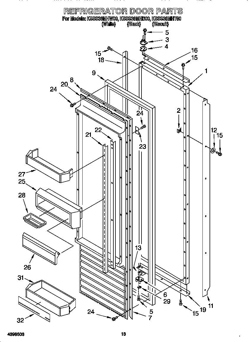KitchenAid KSSS36MHB00 refrigerator door diagram