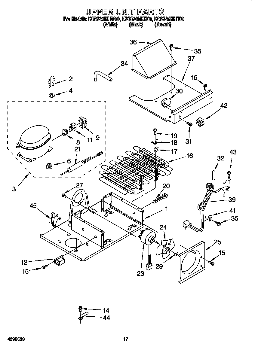 KitchenAid KSSS36MHB00 upper unit diagram