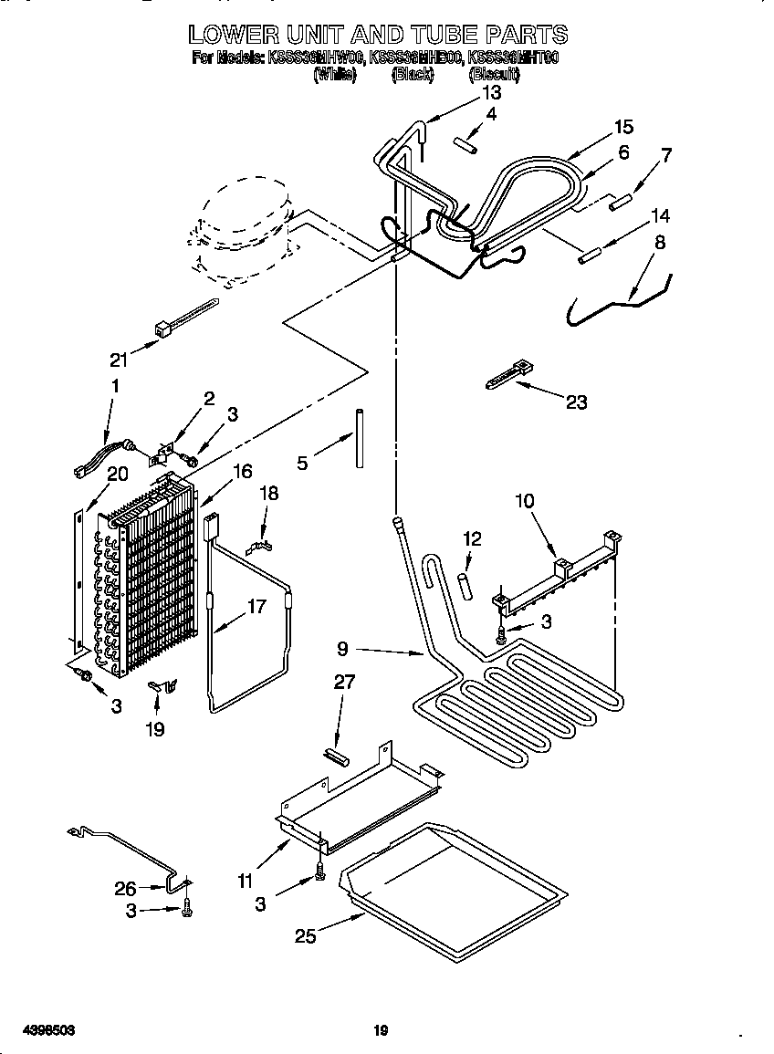 KitchenAid KSSS36MHB00 lower unit and tube diagram