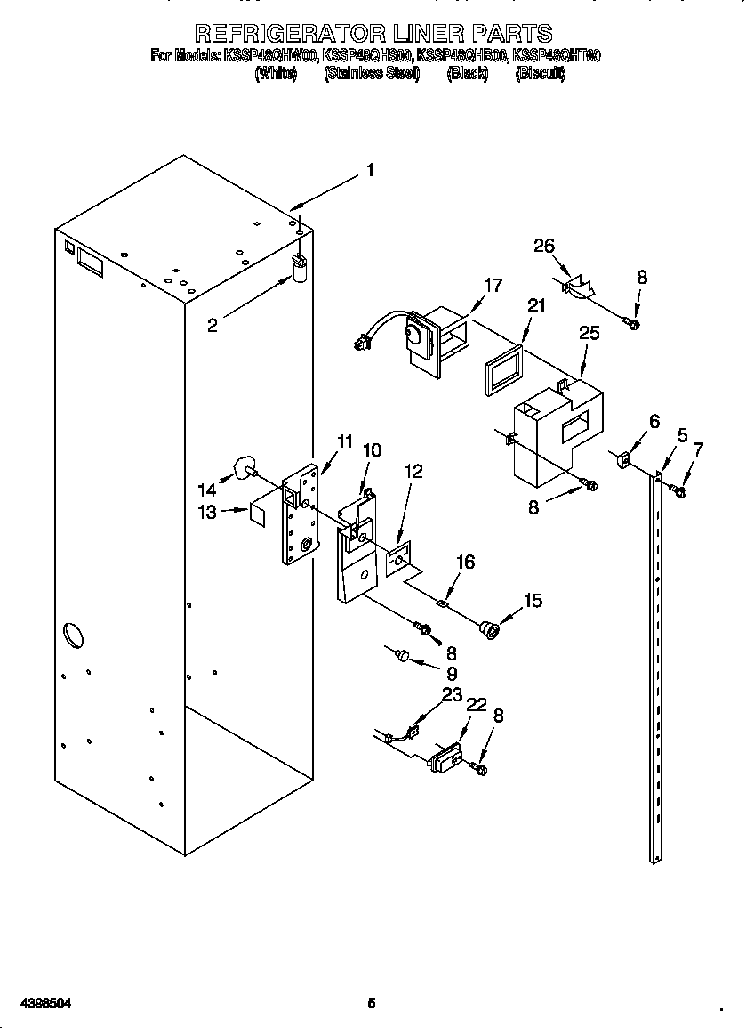 KitchenAid KSSP48QHW00 refrigerator liner diagram