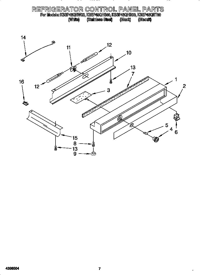 KitchenAid KSSP48QHW00 refrigerator control panel diagram