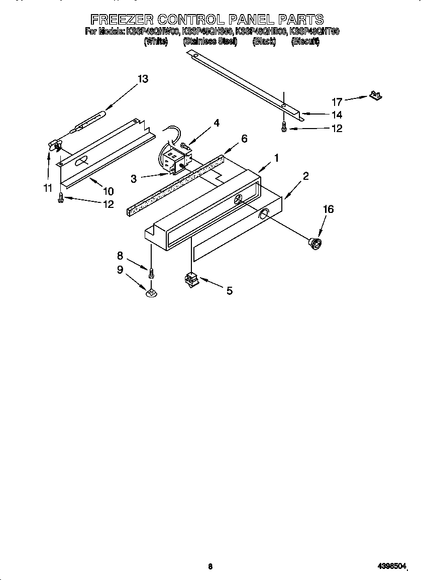 KitchenAid KSSP48QHW00 freezer control panel diagram