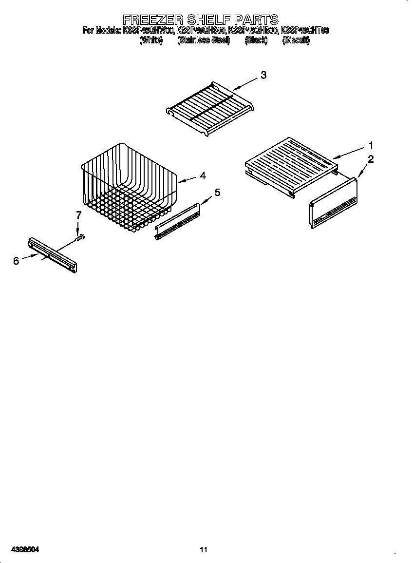 KitchenAid KSSP48QHW00 freezer shelf diagram