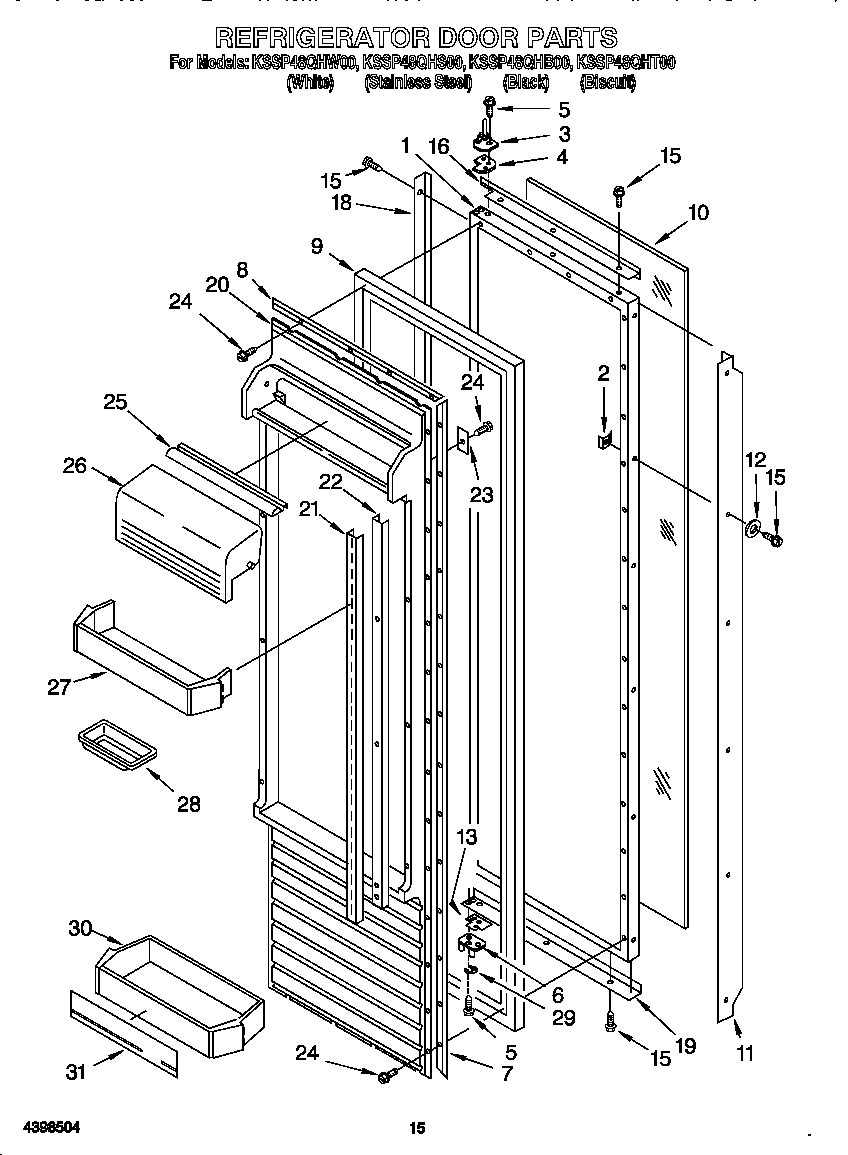 KitchenAid KSSP48QHW00 refrigerator door diagram