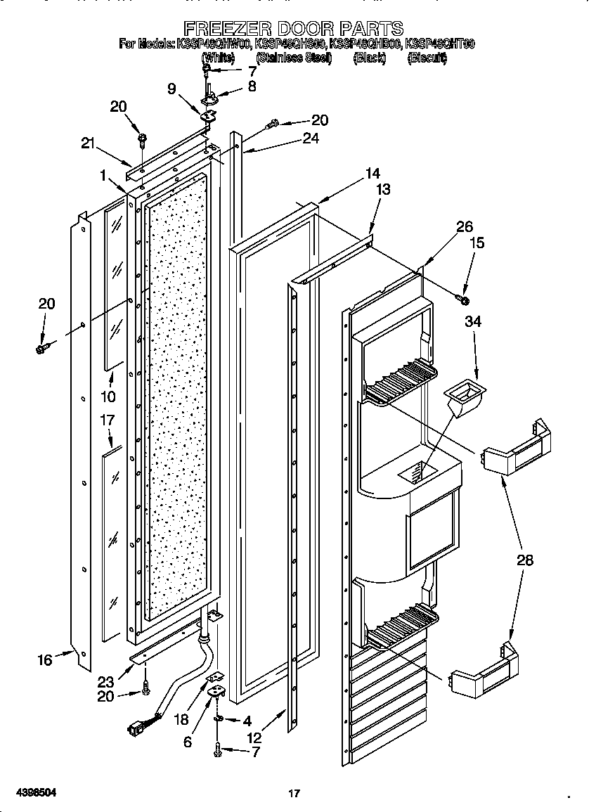 KitchenAid KSSP48QHW00 freezer door diagram