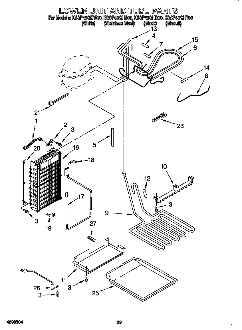 KitchenAid KSSP48QHW00 lower unit and tube diagram