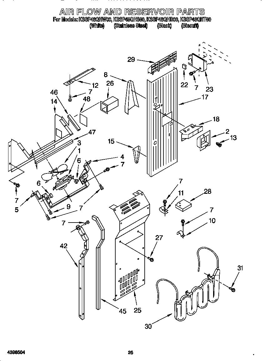 KitchenAid KSSP48QHW00 air flow and reservoir diagram