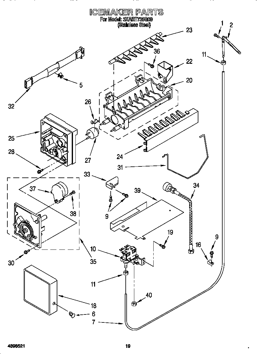 Whirlpool 3XART735G00 ice maker diagram