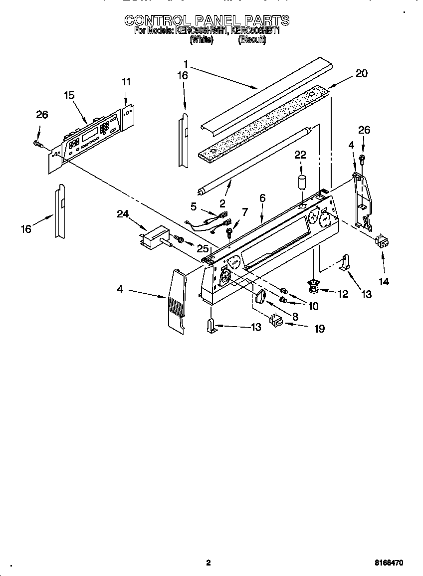 KitchenAid KERC506HWH1 control panel diagram