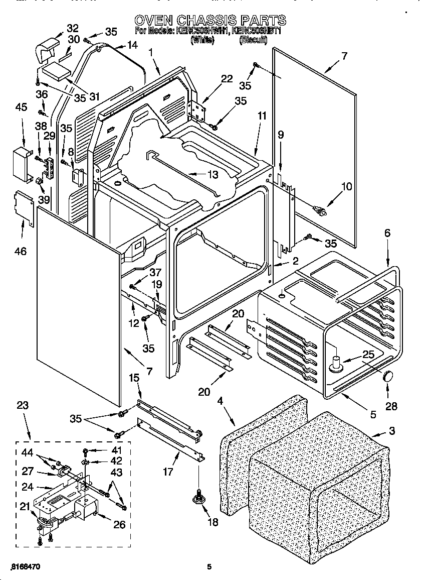 KitchenAid KERC506HWH1 oven chassis diagram