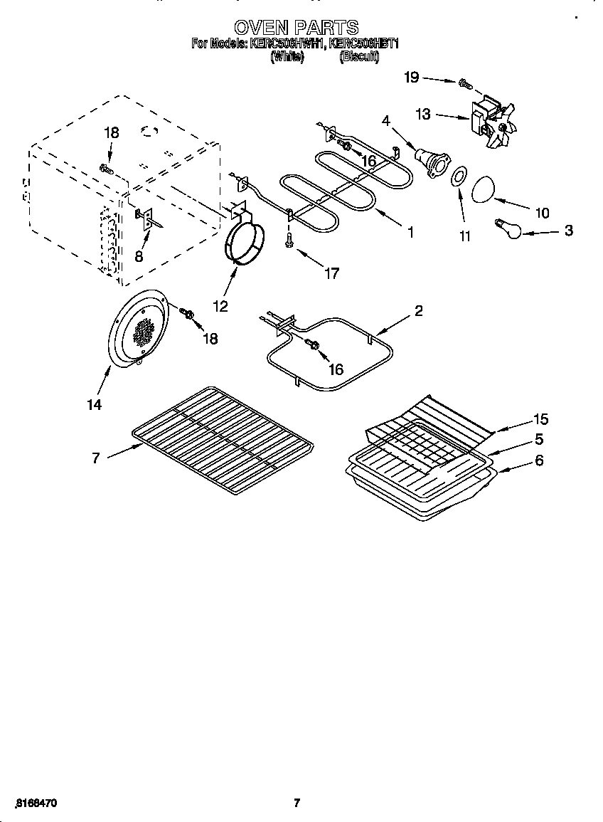 KitchenAid KERC506HWH1 oven diagram