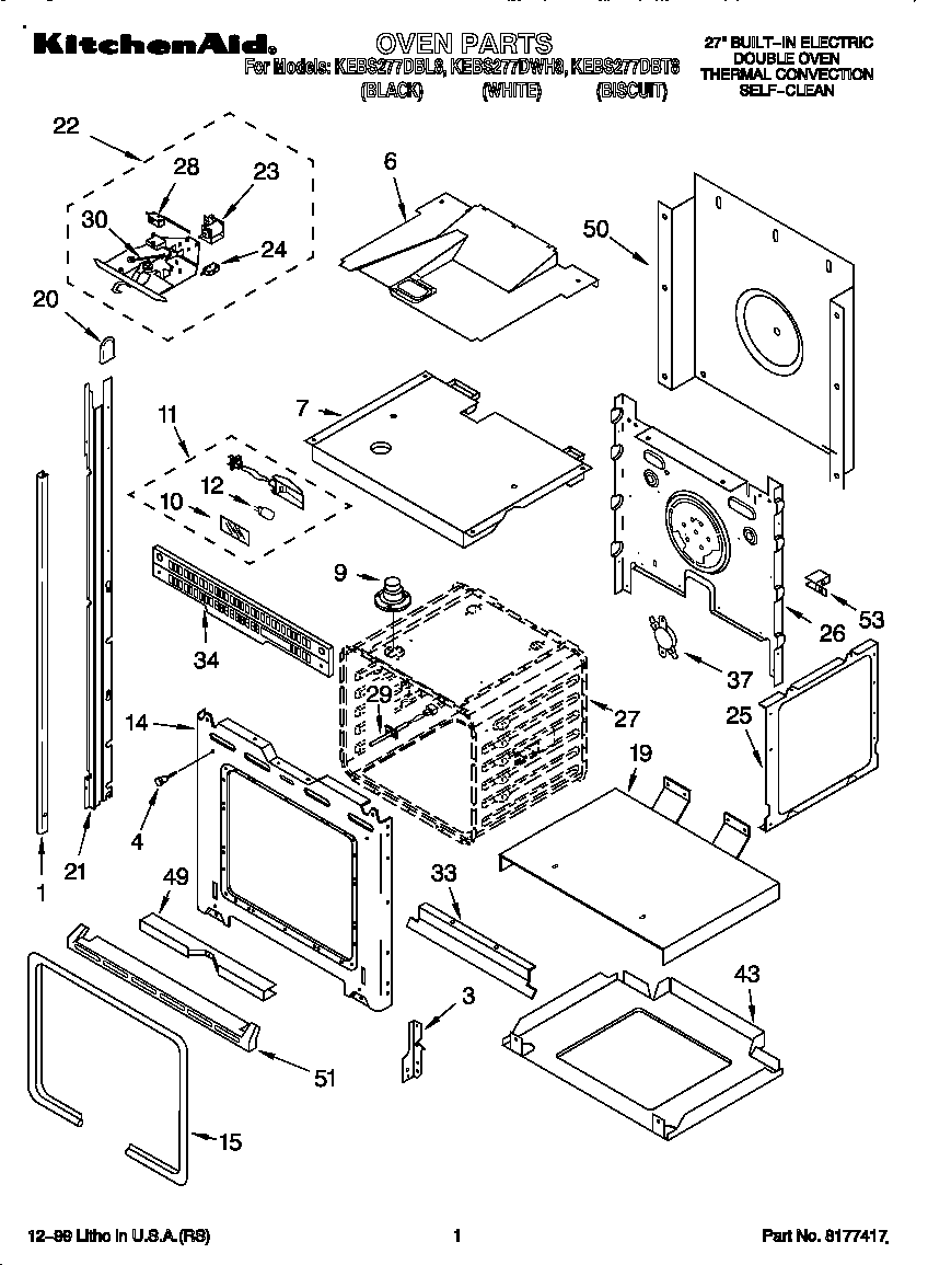 KitchenAid KEBS277DBT8 oven diagram