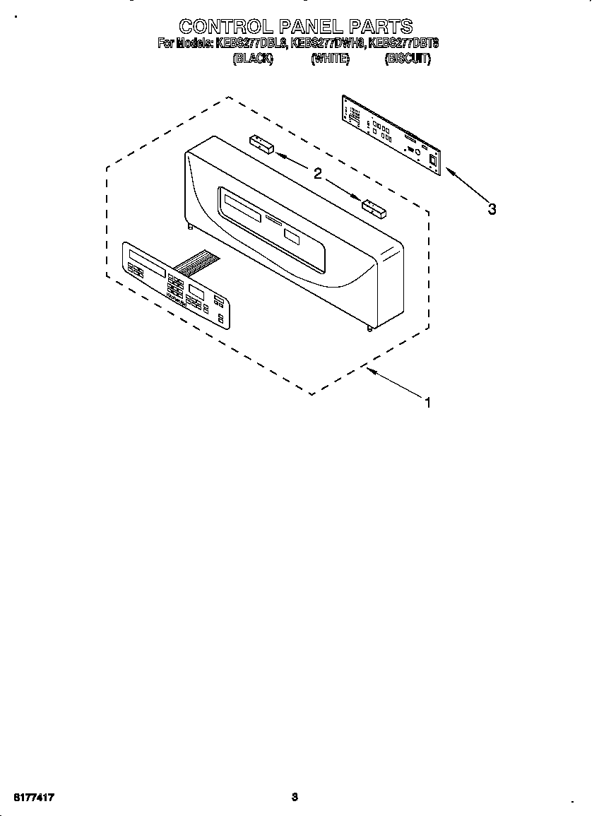 KitchenAid KEBS277DBT8 control panel diagram