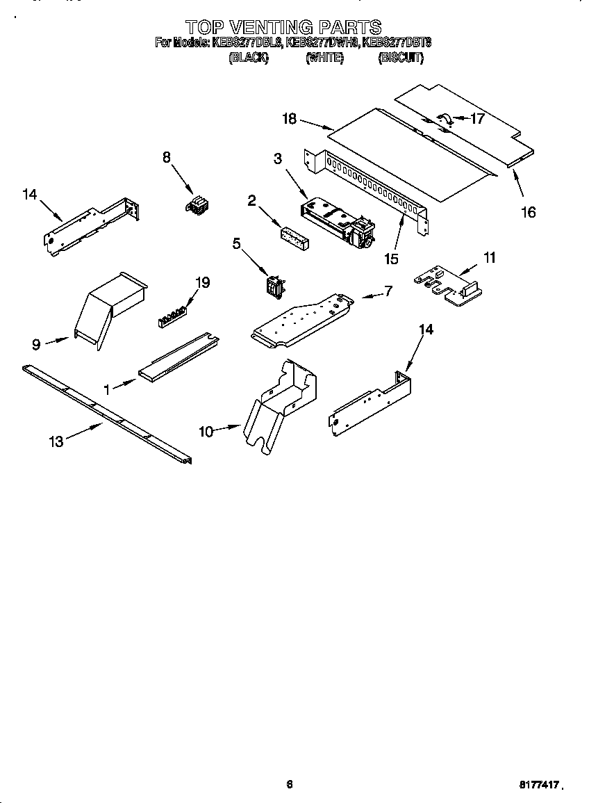 KitchenAid KEBS277DBT8 top venting diagram