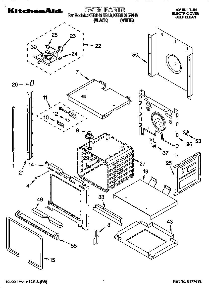 KitchenAid KEBI101DWH8 oven diagram