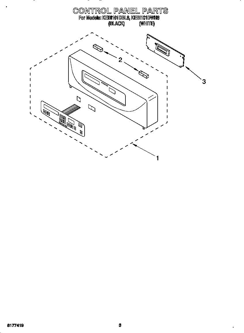 KitchenAid KEBI101DWH8 control panel diagram