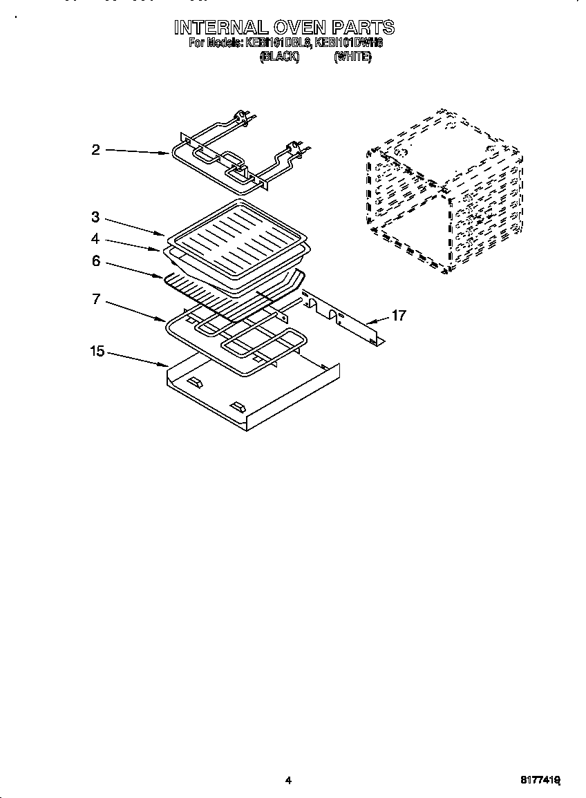 KitchenAid KEBI101DWH8 internal oven diagram