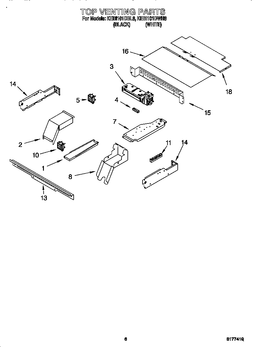KitchenAid KEBI101DWH8 top venting diagram