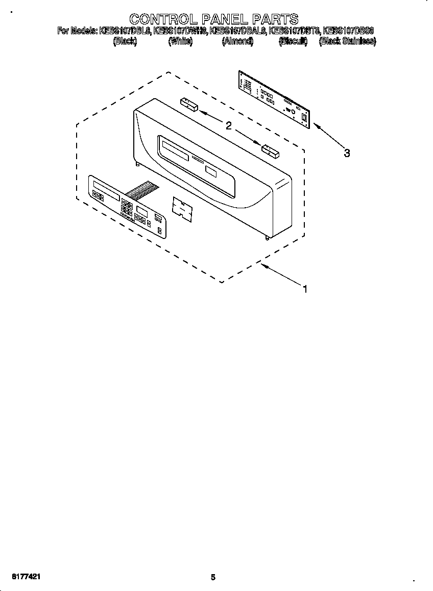 KitchenAid KEBS107DAL8 control panel diagram